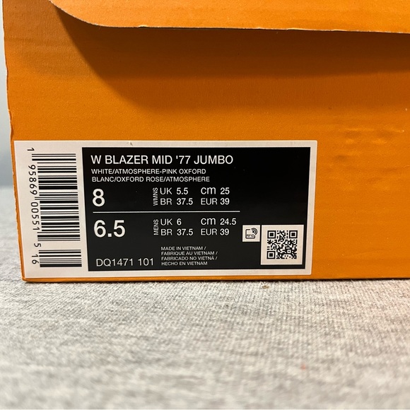 NIKE BLAZER MID '77 JUMBO White/Pink Sneaker Women's Shoe Size 8 DQ1471 101 - Picture 12 of 12